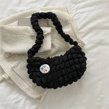 Canvas Crossbody Bag Half Moon Handbag for Women