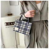 Canvas Women's Shoulder Bag Crossbody Small Square Plaid Handbag