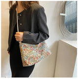 Canvas Floral Print Crossbody Bag Handbag