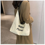 Canvas Women's Shoulder Bag Half Moon Handbag