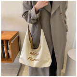 Canvas Women's Shoulder Bag Half Moon Handbag