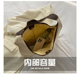 Canvas Women's Shoulder Bag Half Moon Handbag