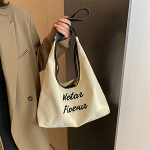 Canvas Women's Shoulder Bag Half Moon Handbag