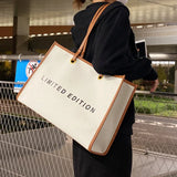 Canvas Women's Shoulder Bag Large Square Crossbody Casual Tote