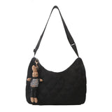 Canvas Women's Plaid Crossbody Bag Half Moon Handbag