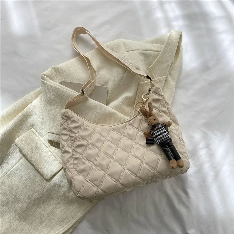 Canvas Women's Plaid Crossbody Bag Half Moon Handbag