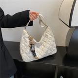 Canvas Women's Plaid Crossbody Bag Half Moon Handbag