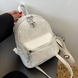 Canvas Women's Backpack Tassel Small Square School Bag Travel Bag
