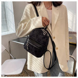 Canvas Women's Backpack Tassel Small Square School Bag Travel Bag