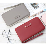 Women's Leather Wristband Clutch Wallet Large Capacity Purse
