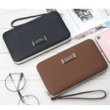 Women's Leather Wristband Clutch Wallet Large Capacity Purse