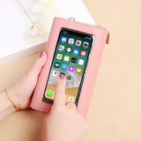 Small Shoulder Bag with Transparent Phone Pocket Mini PU Leather Purse
