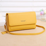 Small Shoulder Bag with Transparent Phone Pocket Mini PU Leather Purse