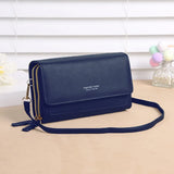 Small Shoulder Bag with Transparent Phone Pocket Mini PU Leather Purse