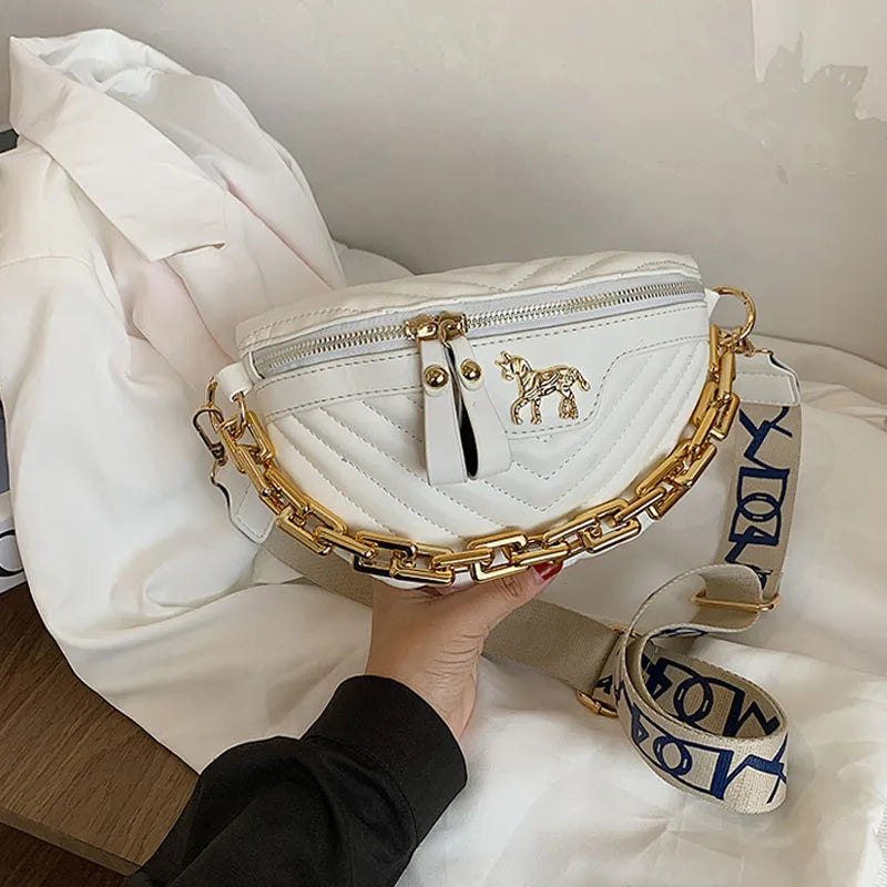 Chain Waist Bags Women Chest Bag Crossbody Bags Female Waist Packs Handbag Fanny