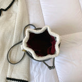 Christmas Bucket Shoulder Crossbody Bags Lambs Wool Ladies Messenger Bags