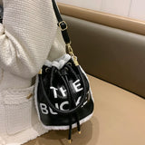 Christmas Bucket Shoulder Crossbody Bags Lambs Wool Ladies Messenger Bags