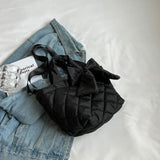 Cotton Women's Tote Bags Lady Shoulder Bag with Big Bow Nylon Handbags