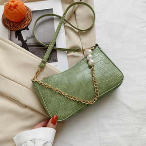 Crocodile Pattern Shoulder Bag Chain Crossbody Handbag