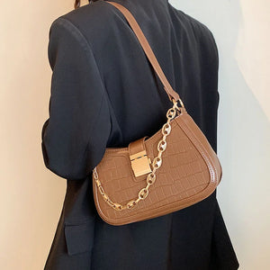 Crocodile Pattern Women's Shoulder Bag Chain Crossbody Bag