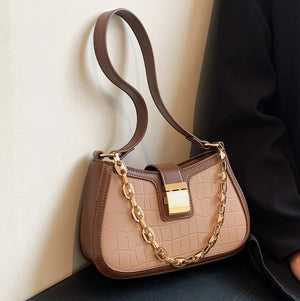 Crocodile Pattern Women's Shoulder Bag Chain Crossbody Bag