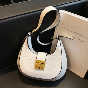 Crocodile Shoulder Bag Lock Crossbody Handbag