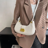 Crocodile Pattern Women's Shoulder Bag Lock Crossbody Bag
