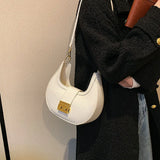 Crocodile Pattern Women's Shoulder Bag Lock Crossbody Bag Half Moon