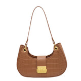 Crocodile Pattern Women's Shoulder Bag Lock Crossbody Bag