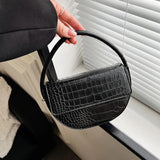 Crocodile Pattern Women's Shoulder Bag Crossbody Bag Small Saddle Handbag