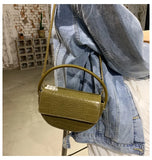 Crocodile Pattern Women's Shoulder Bag Crossbody Bag Small Saddle Handbag