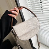 Crocodile Pattern Women's Shoulder Bag Crossbody Bag Small Saddle Handbag