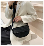 Crocodile Pattern Women's Shoulder Bag Crossbody Bag Small Saddle Handbag