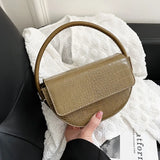 Crocodile Pattern Women's Shoulder Bag Crossbody Bag Small Saddle Handbag