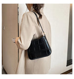Crocodile Pattern Women's Shoulder Bag Retro Handbag Small Square Crossbody Bag