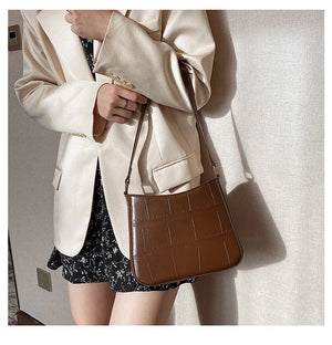 Crocodile Pattern Women's Shoulder Bag Retro Handbag Small Square Crossbody Bag