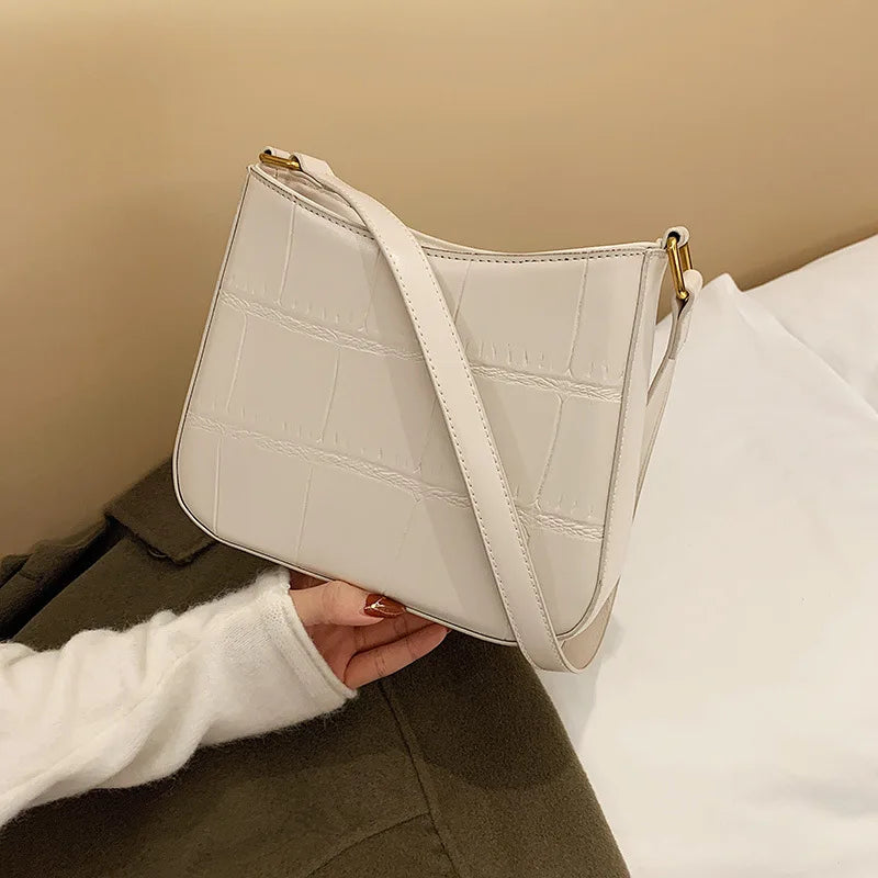 Crocodile Pattern Women's Shoulder Bag Retro Handbag Small Square Crossbody Bag