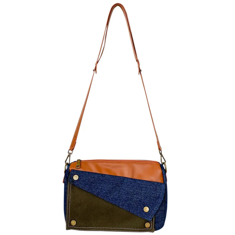 Denim Women's Shoulder Bag Contrast Crossbody Bag Flap Handbag