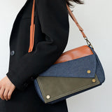 Denim Women's Shoulder Bag Contrast Crossbody Bag Flap Handbag
