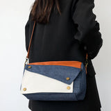 Denim Women's Shoulder Bag Contrast Crossbody Bag Flap Handbag