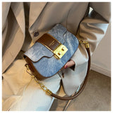 Denim Women's Shoulder Bag Lock Crossbody Bag Saddle Handbag
