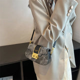 Denim Women's Shoulder Bag Lock Crossbody Bag Saddle Handbag