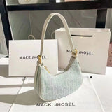 Denim Half Moon Crossbody Bag Shoulder Handbag
