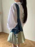 Denim Women's Shoulder Bag Crossbody Large Flap Handbag