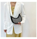 Diamond Women's Shoulder Bag Chain Crossbody Half Moon Handbag