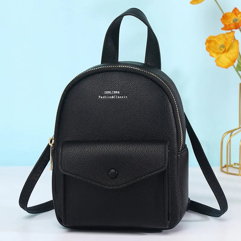 Small Soft PU Leather Mini Backpack Female Ladies Shoulder Bag