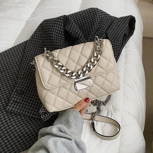Women's Silver Chain Crossbody Bag Small Flap Handbag Shoulder Totes