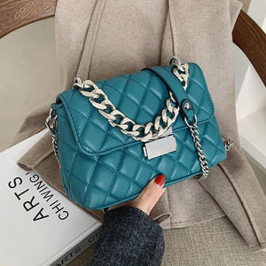 Women's Silver Chain Crossbody Bag Small Flap Handbag Shoulder Totes