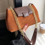 Women's Flannel Shoulder Bag Chain Crossbody Handbag