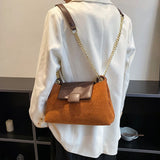 Women's Flannel Shoulder Bag Chain Crossbody Handbag